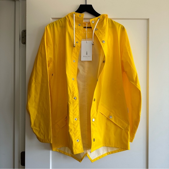 RAINS Rain Jacket Unisex Yellow Size XXS/XS - Picture 5 of 12